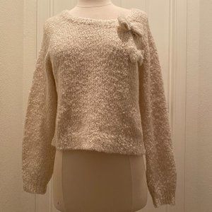 liz lisa - cream knit sweater with two bows